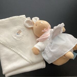 Vintage Peter Rabbit & Friends baby blanket and 1st baby toy.